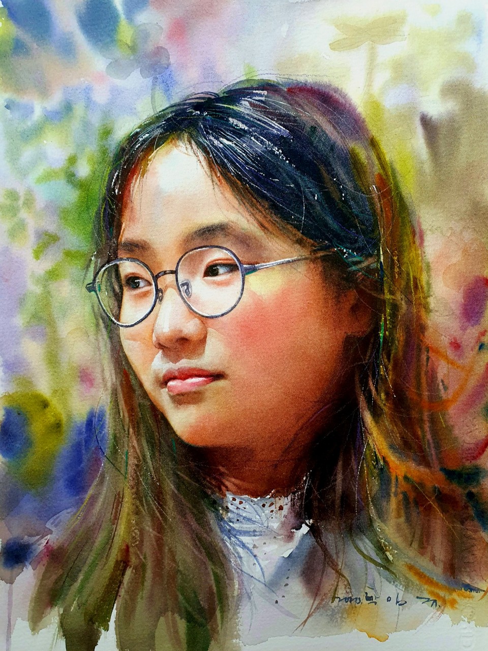 인물수채화 샌더스 중목 35x25 수채화 수채화 watercolor 뭉크미술 드로잉 인물화 울산 인물수채화